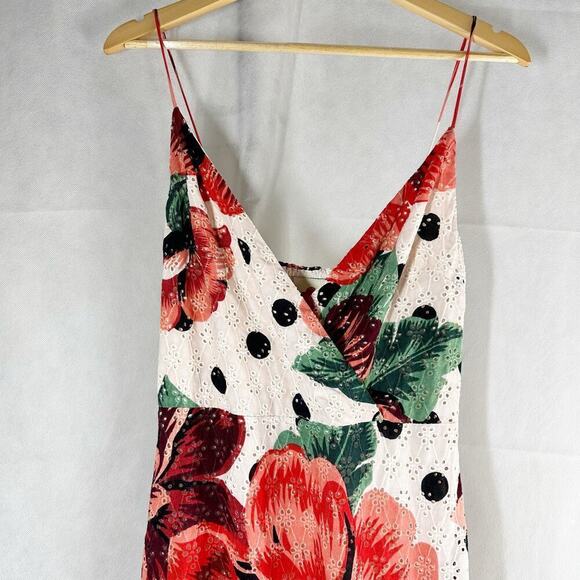 Farm Rio Anthropologie Riviera Florals Eyelet Maxi Dress Size US 6 - Picture 4 of 14